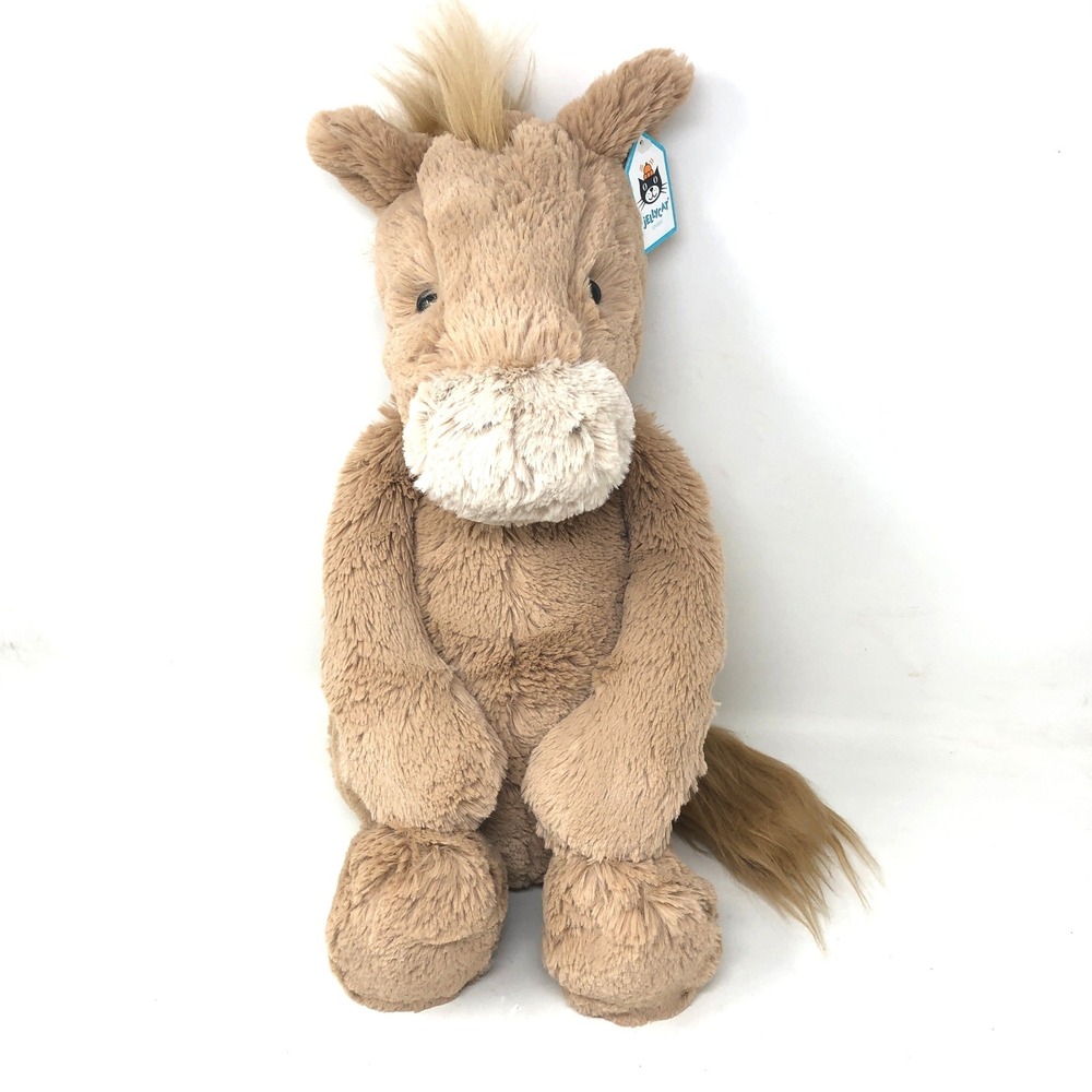 Jellycat Huge Bashful Pony Brown Plush 18" Floppy Stuffed Horse NWT